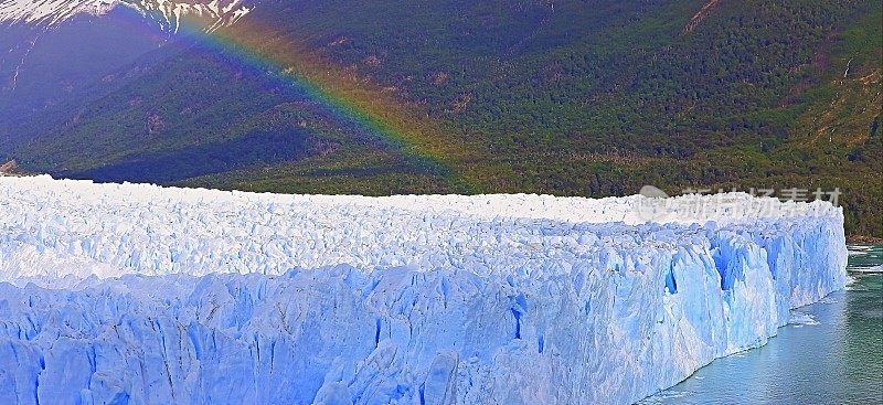 彩虹在莫雷诺冰川和阿根廷湖- El Calafate，巴塔哥尼亚